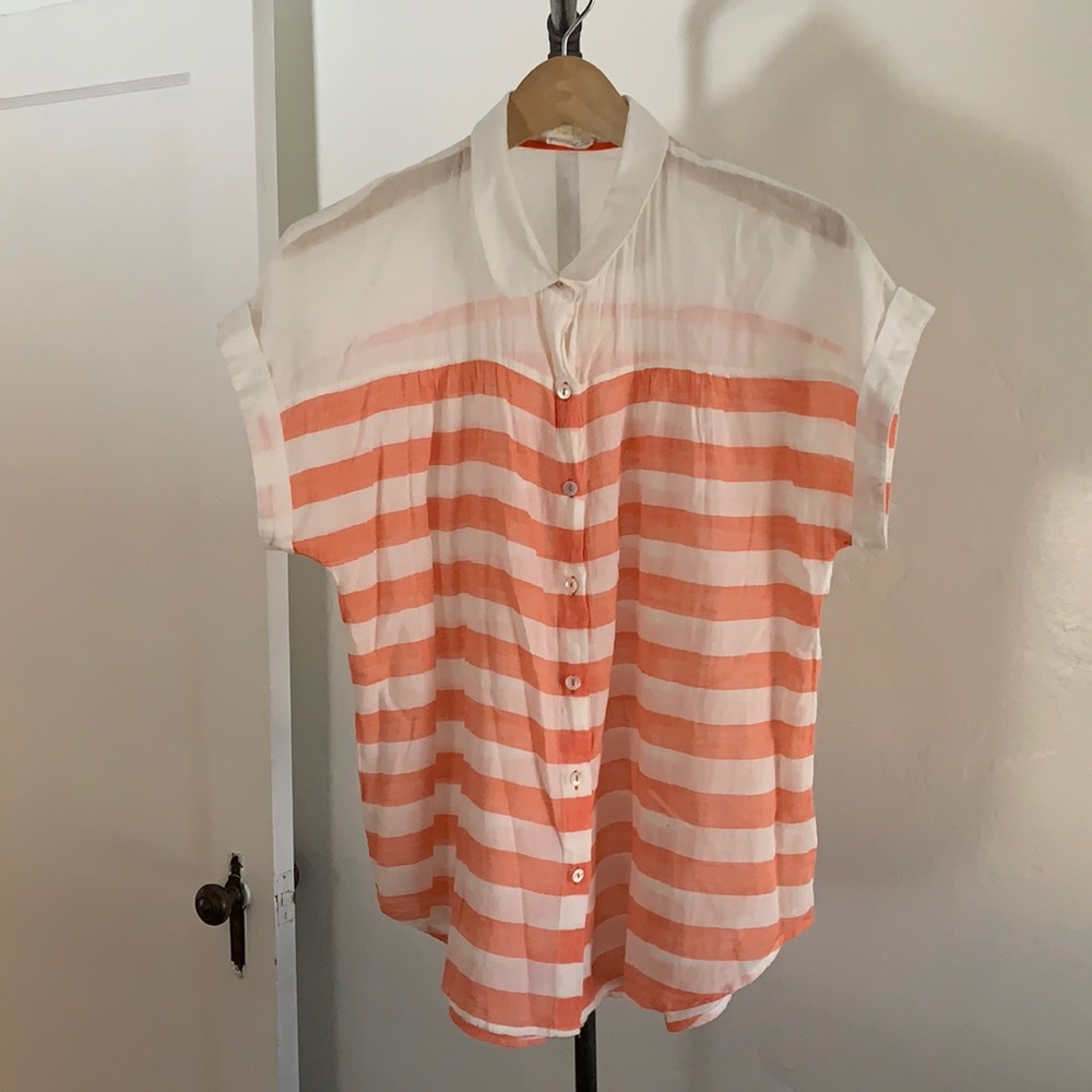Anthropologie Striped button up blouse -size L